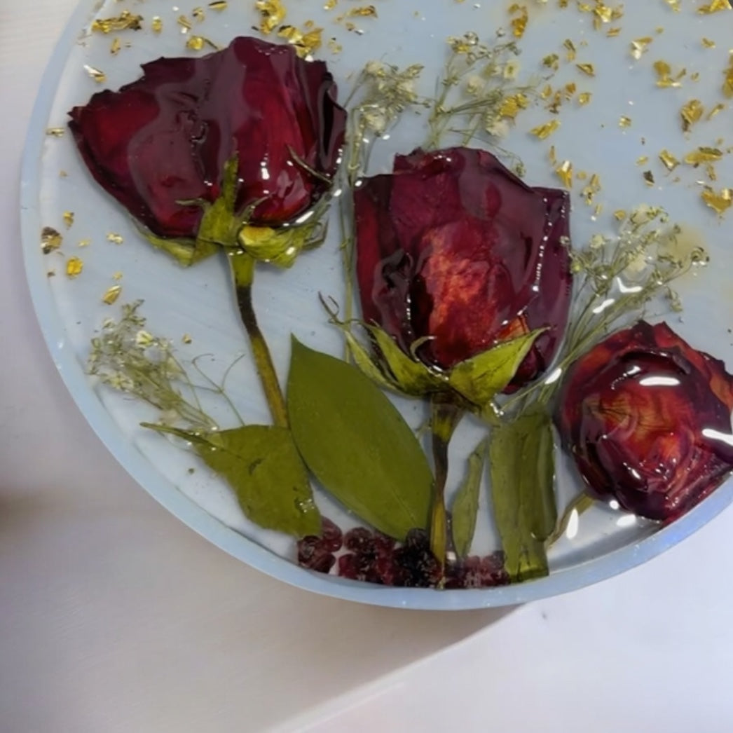 Preserved Rose in Resin – 7 Inch Round frame | Wedding & Anniversary Flower Preservation Keepsake