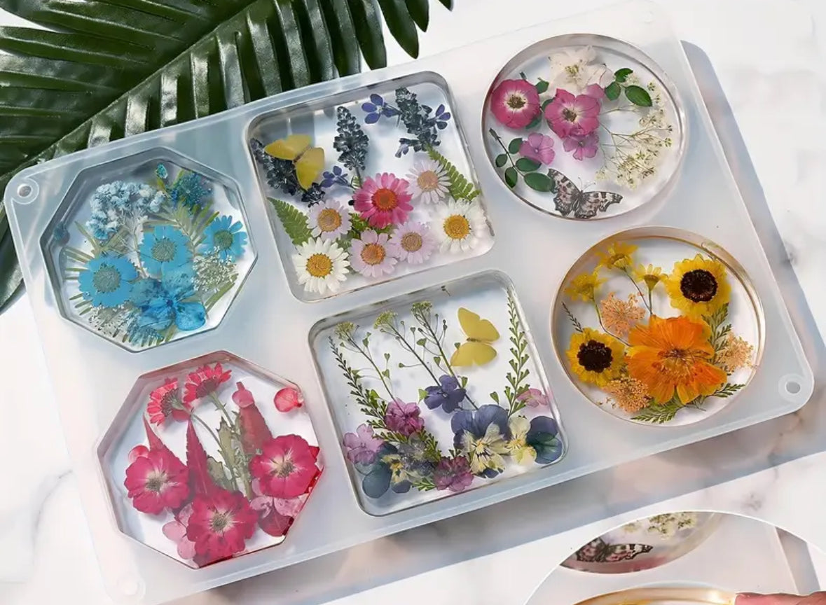 Preserved Flower Resin Coaster | Handmade Floral Keepsake (3.8” × 0.8”)