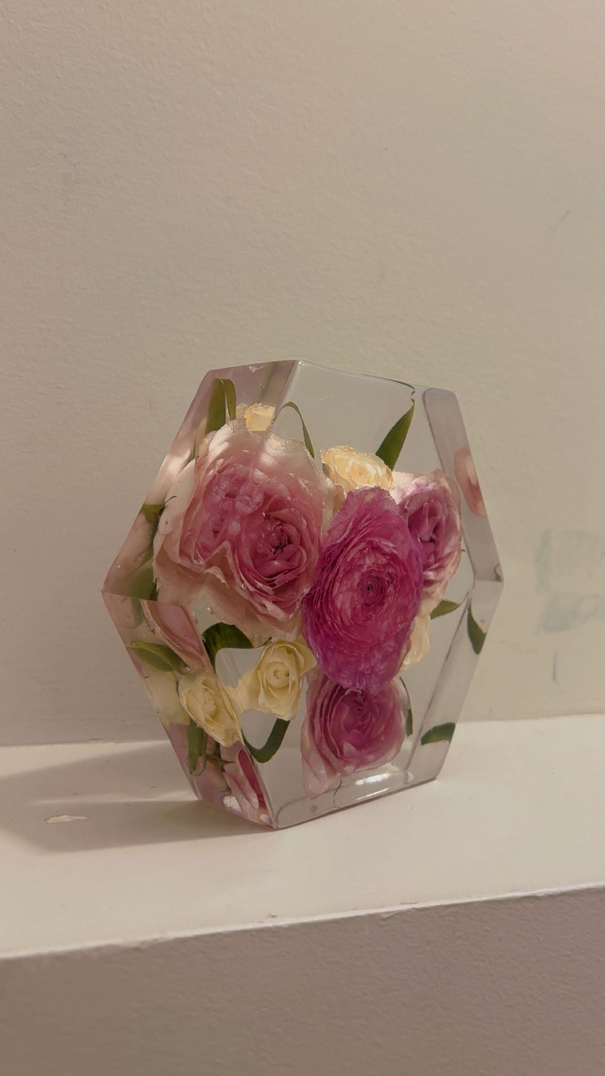 Hexagon Resin Flower Preservation Keepsake | Custom Bridal Bouquet & Wedding Flowers preservation