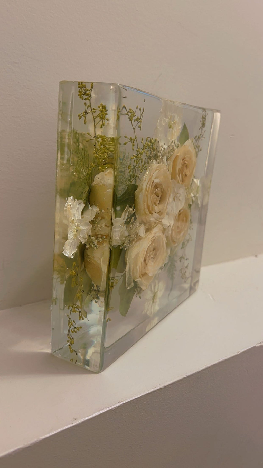 Custom Flower Preservation Resin Block – Real Preserved Flowers in Crystal Clear Keepsake for Wedding, Anniversary, Memorial