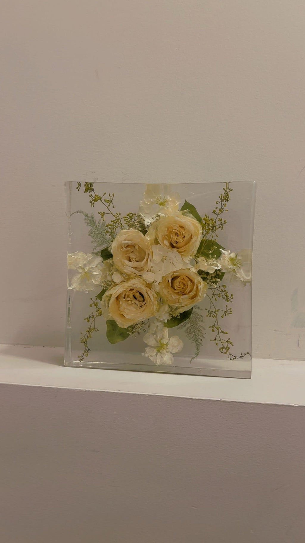 Custom Flower Preservation Resin Block – Real Preserved Flowers in Crystal Clear Keepsake for Wedding, Anniversary, Memorial