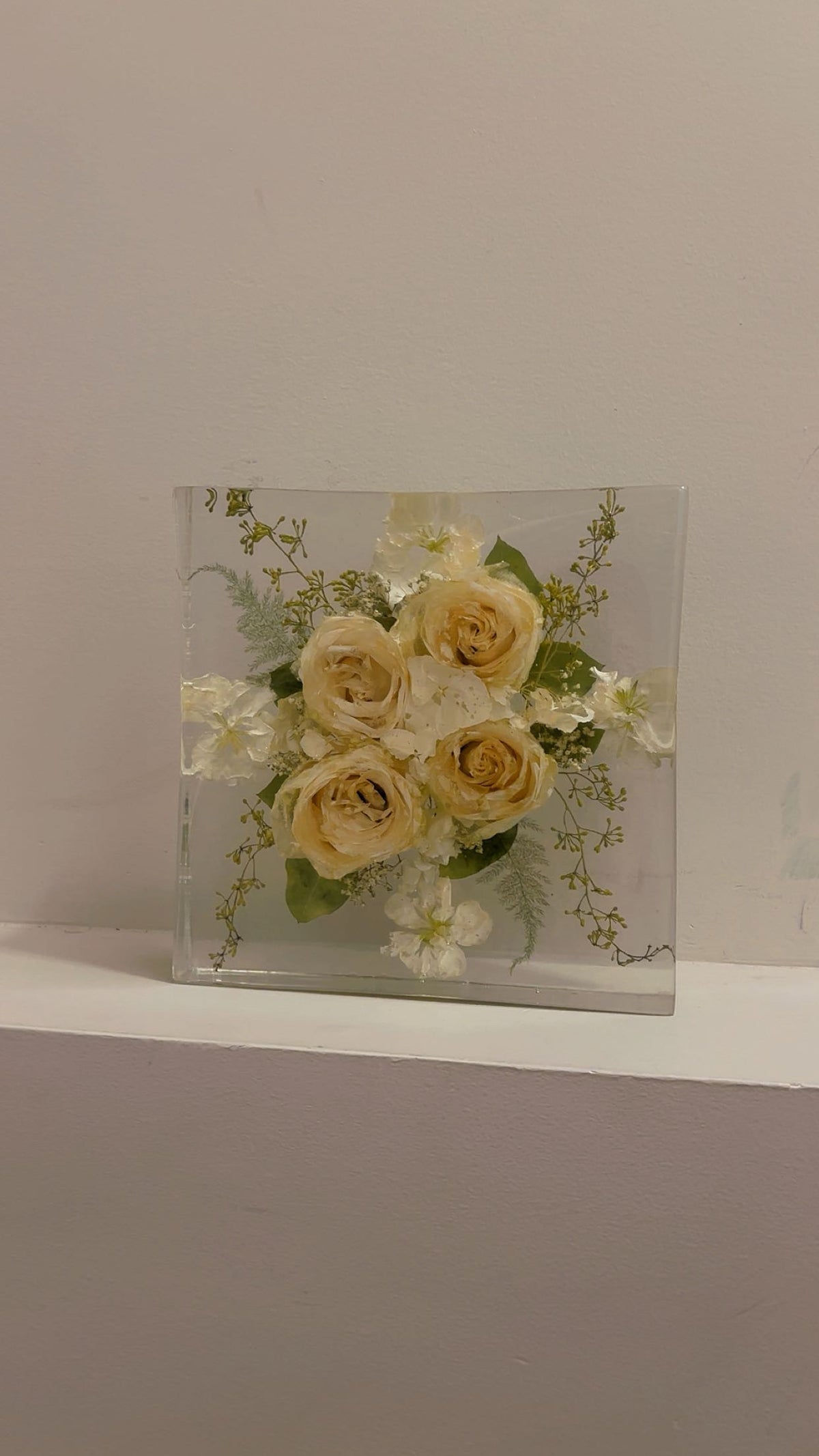 Custom Flower Preservation Resin Block – Real Preserved Flowers in Crystal Clear Keepsake for Wedding, Anniversary, Memorial