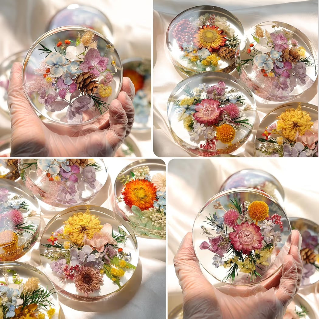 Preserved Flower Resin Coaster | Handmade Floral Keepsake (3.8” × 0.8”)