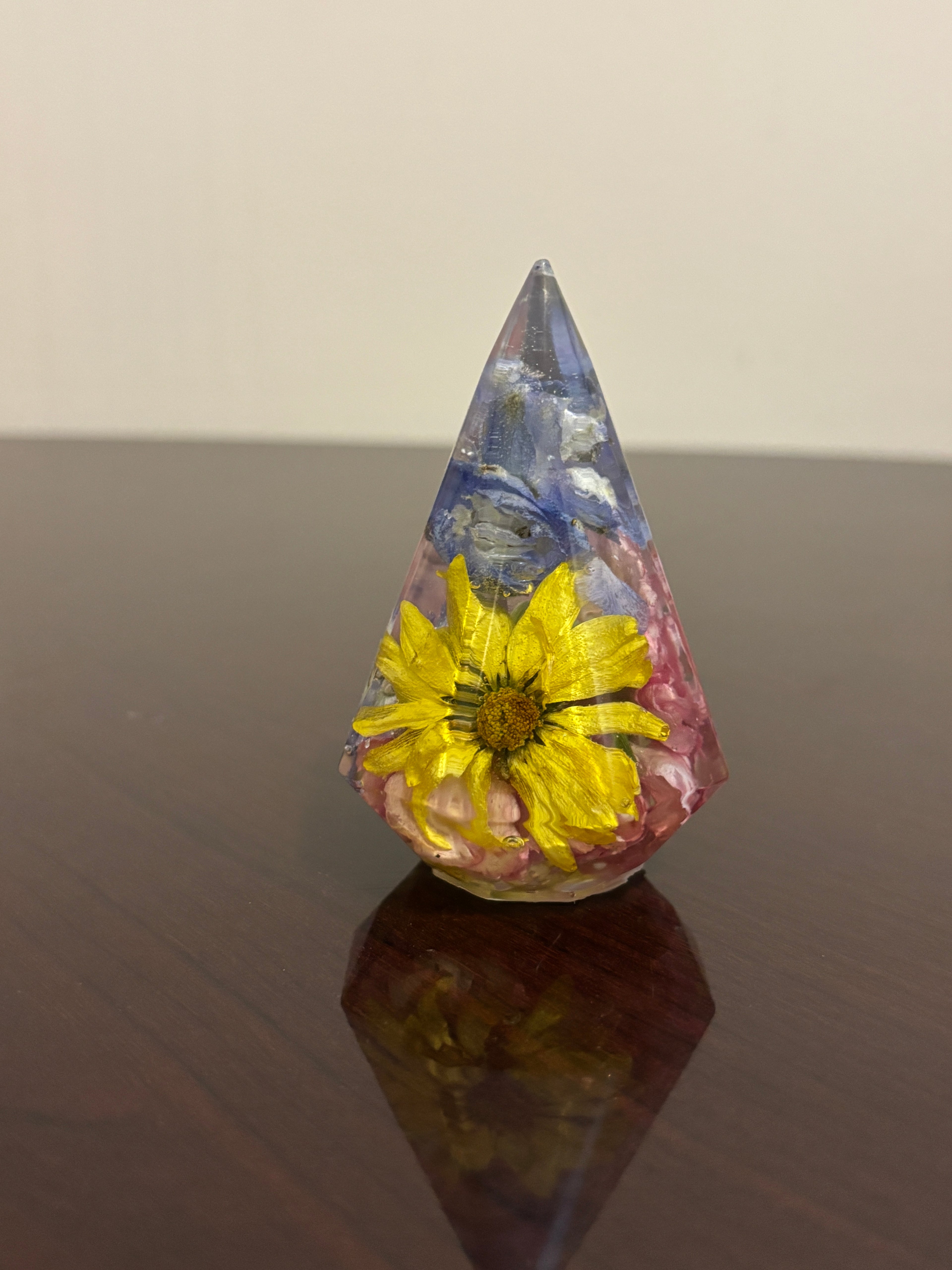 Floral Resin Ring Holder - Hexagon Ring Cone for Wedding & Engagement Rings - Custom Dried Flower Preservation Keepsake