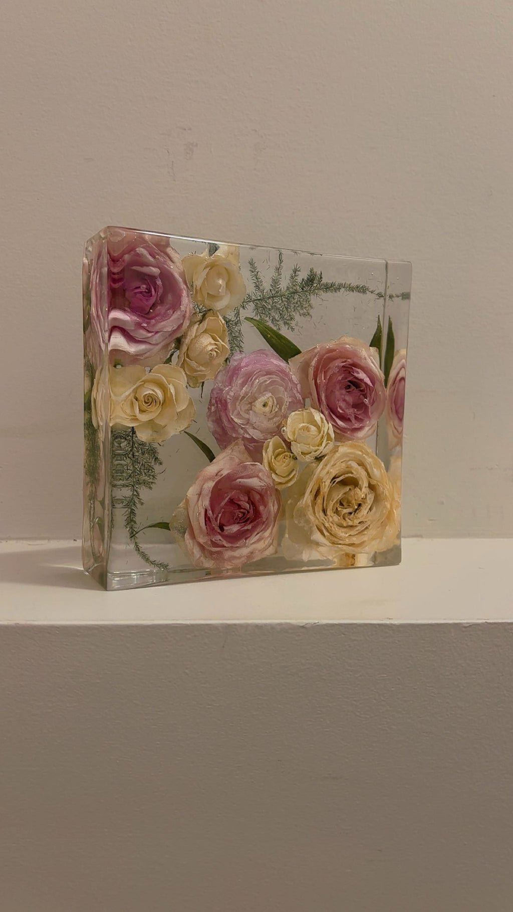 Custom Flower Preservation Resin Block – Real Preserved Flowers in Crystal Clear Keepsake for Wedding, Anniversary, Memorial