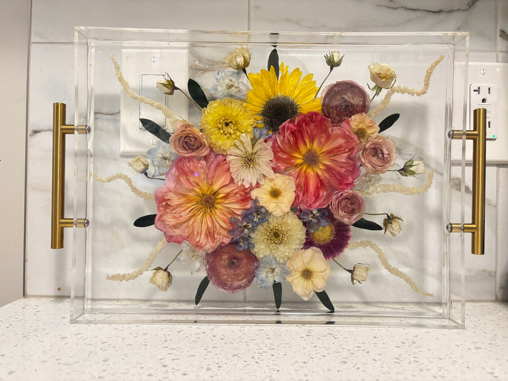 Premium Bridal Bouquet Preservation Set | Custom Resin Tray, Frame & Bookends in Calgary
