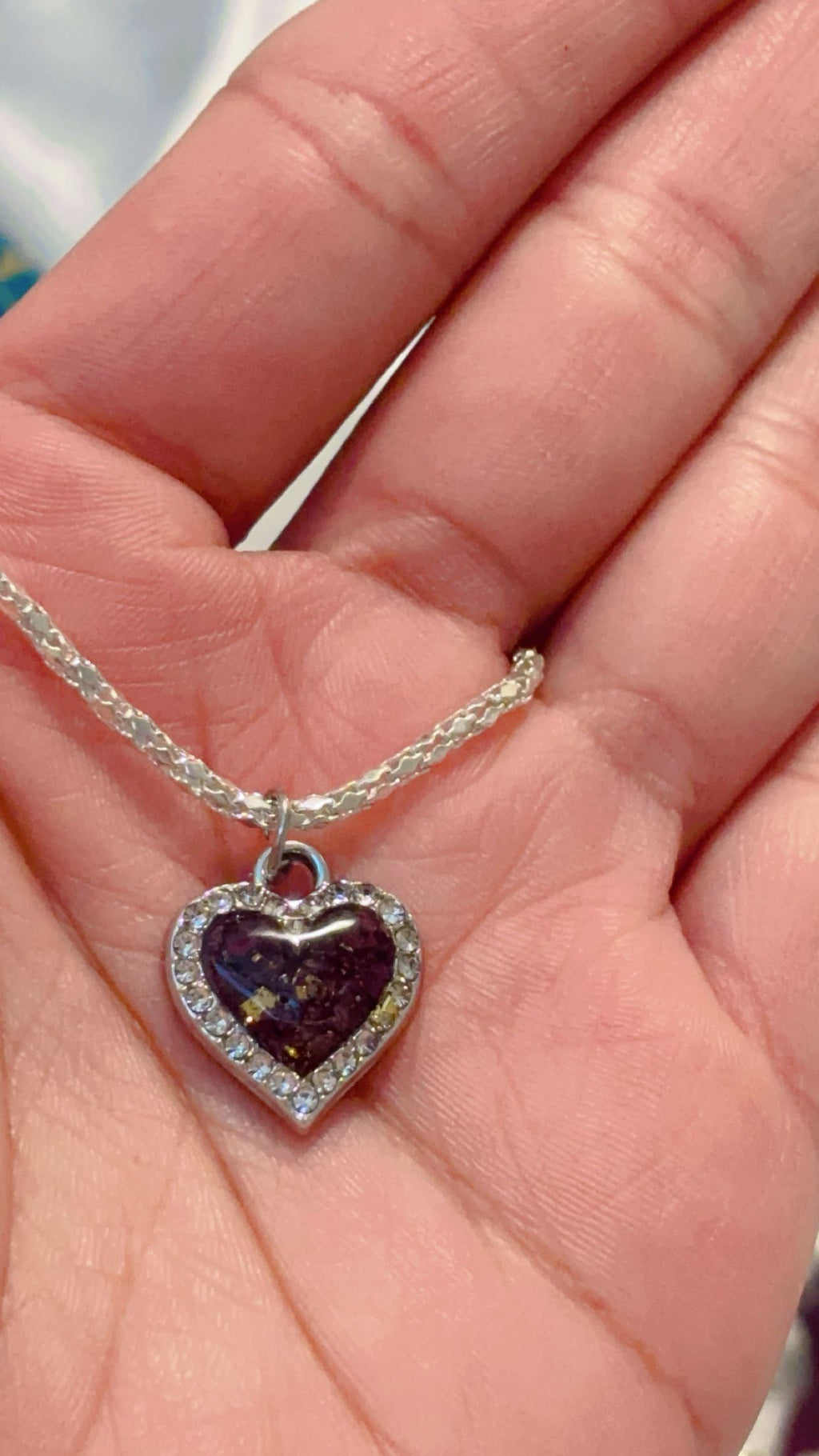 Real Rose Petal Heart Charm | Flower Preservation Resin Pendant | Rhinestone Heart Bracelet charm | jewelry