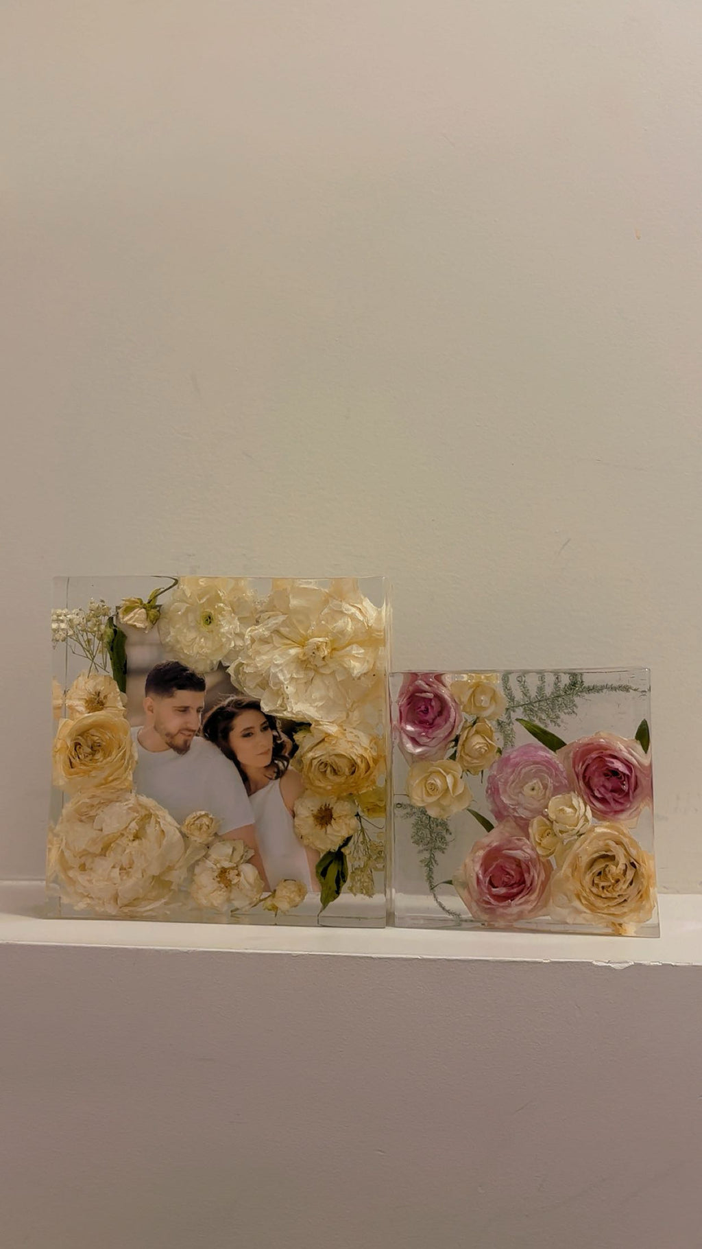 Custom Flower Preservation Resin Block – Real Preserved Flowers in Crystal Clear Keepsake for Wedding, Anniversary, Memorial