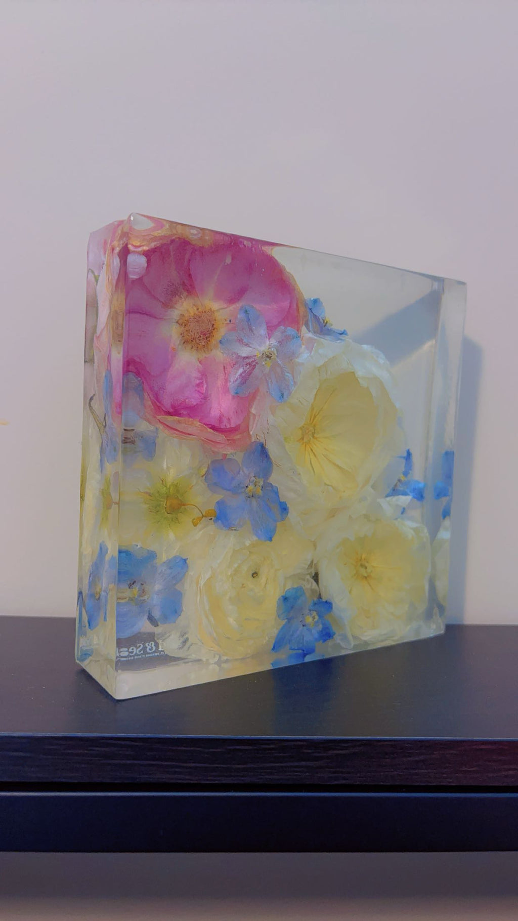 Custom Flower Preservation Resin Block – Real Preserved Flowers in Crystal Clear Keepsake for Wedding, Anniversary, Memorial