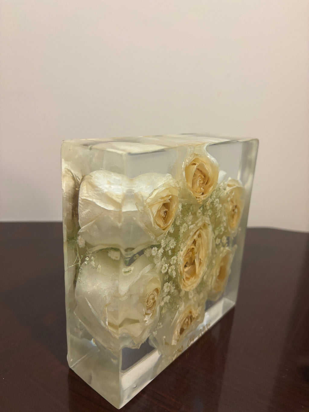 Custom Flower Preservation Resin Block – Real Preserved Flowers in Crystal Clear Keepsake for Wedding, Anniversary, Memorial
