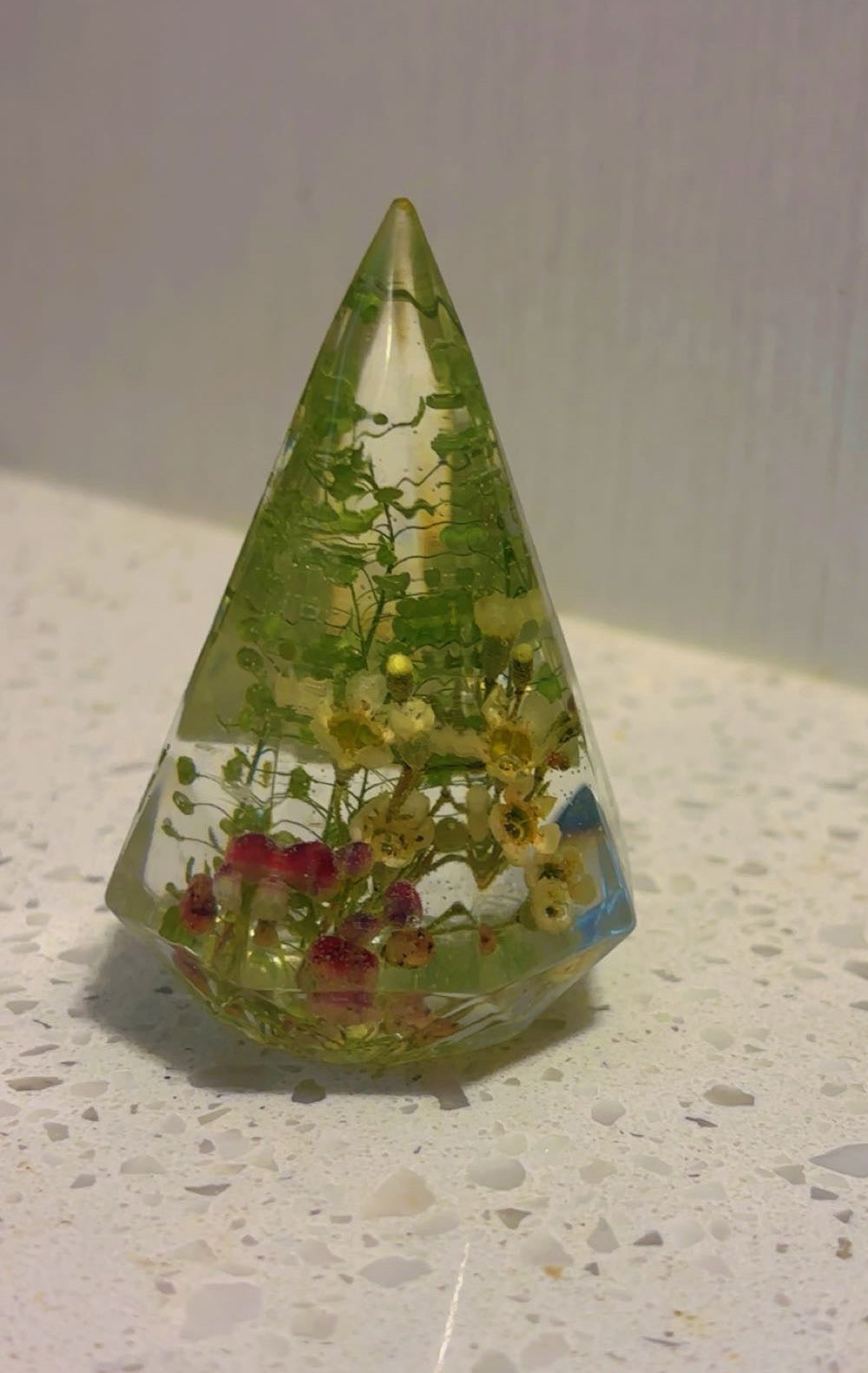 Floral Resin Ring Holder - Hexagon Ring Cone for Wedding & Engagement Rings - Custom Dried Flower Preservation Keepsake
