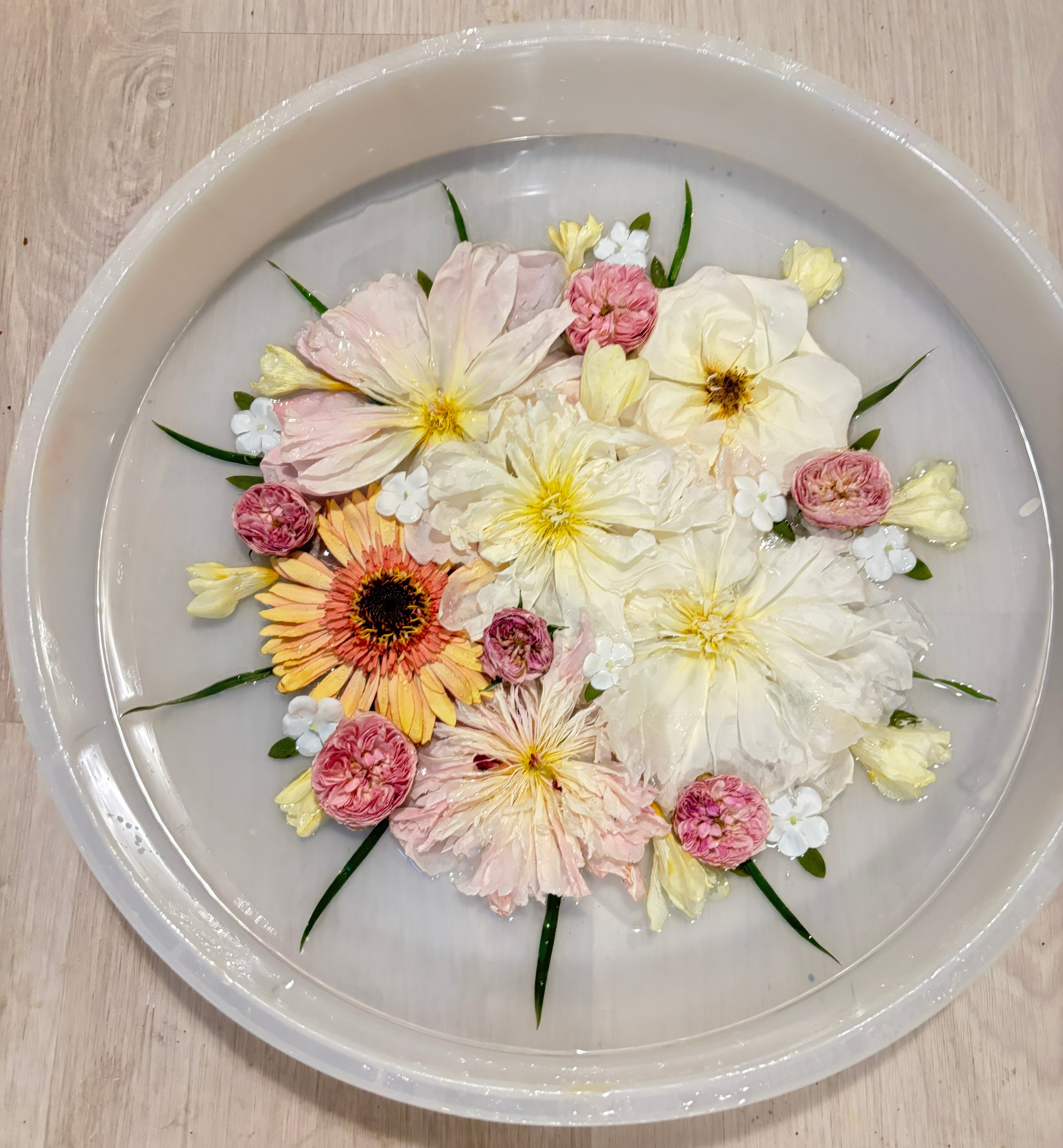 Custom Wedding Bouquet Preservation Tray with Gold Handles| Resin Flower Keepsake| Handmade in Calgary