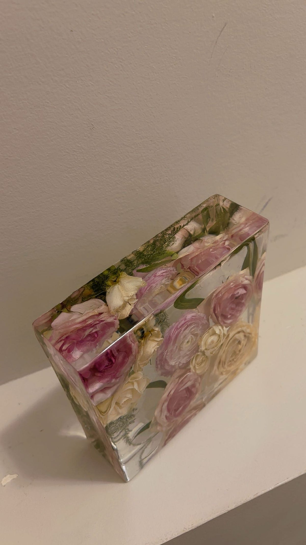Custom Flower Preservation Resin Block – Real Preserved Flowers in Crystal Clear Keepsake for Wedding, Anniversary, Memorial