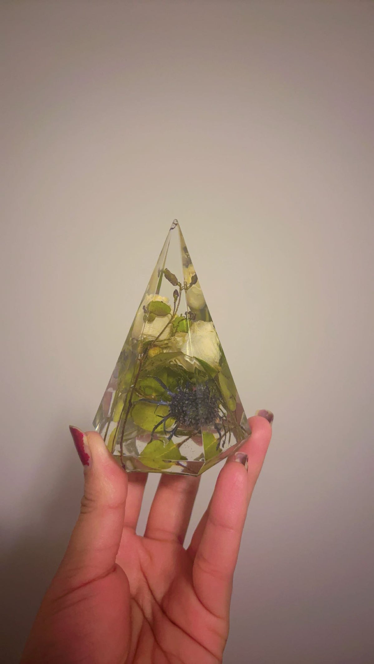 Floral Resin Ring Holder - Hexagon Ring Cone for Wedding & Engagement Rings - Custom Dried Flower Preservation Keepsake