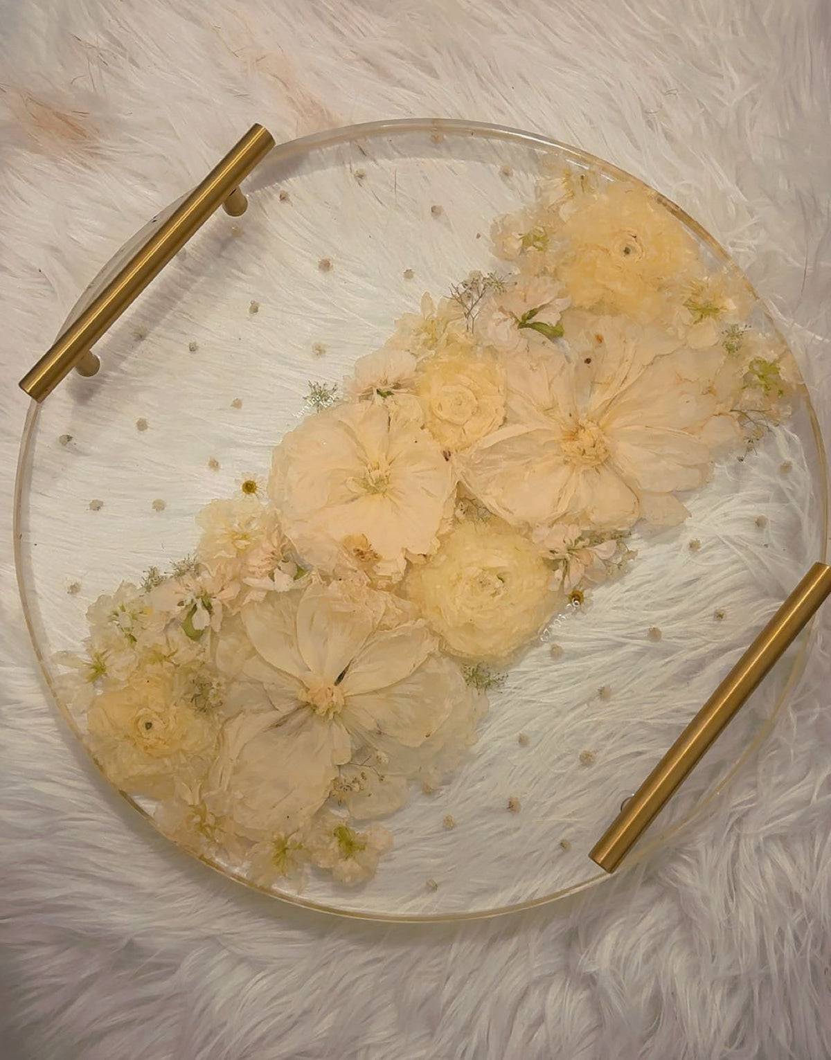 Custom Wedding Bouquet Preservation Tray with Gold Handles| Resin Flower Keepsake| Handmade in Calgary