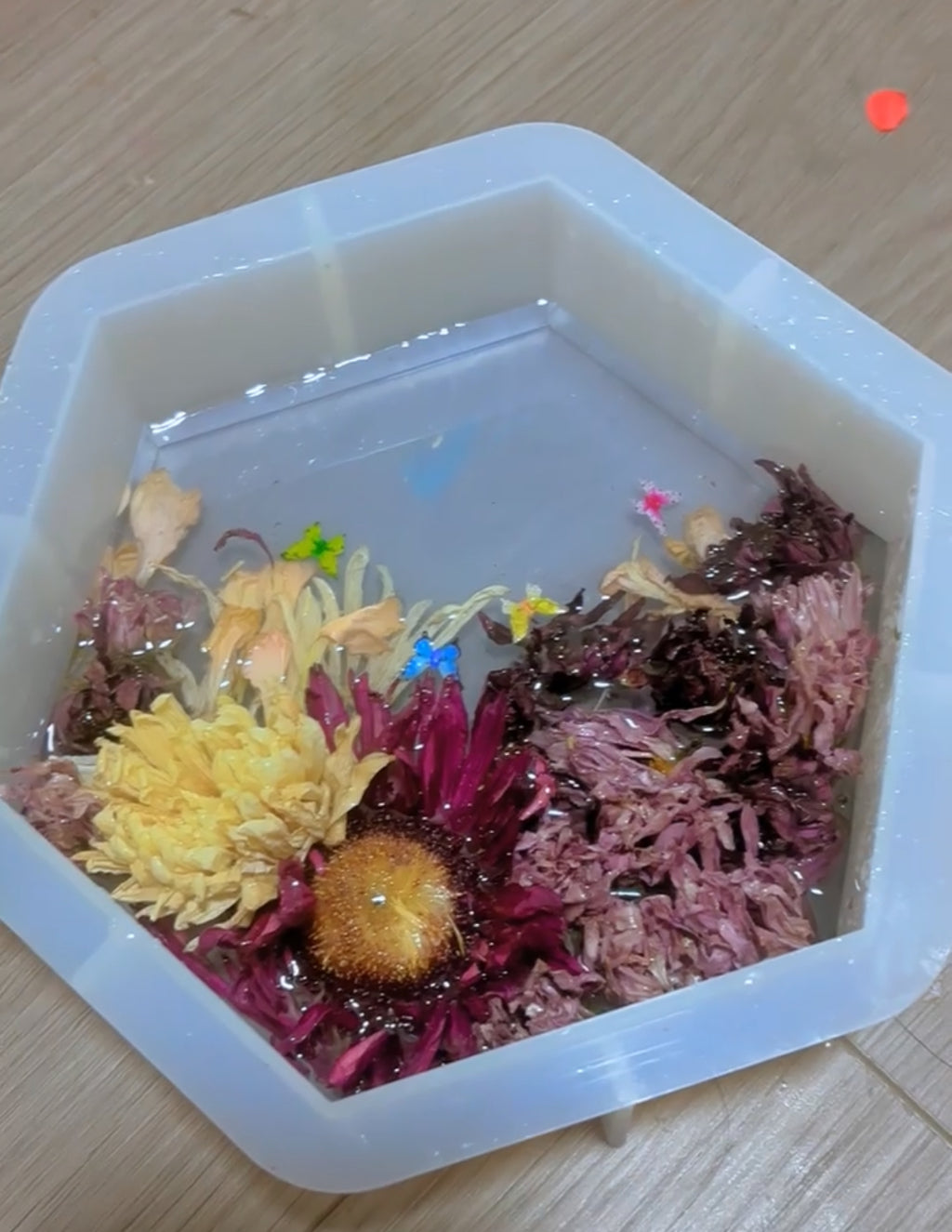 Handmade Hexagon Resin Flower Keepsake – Bouquet Preservation Art