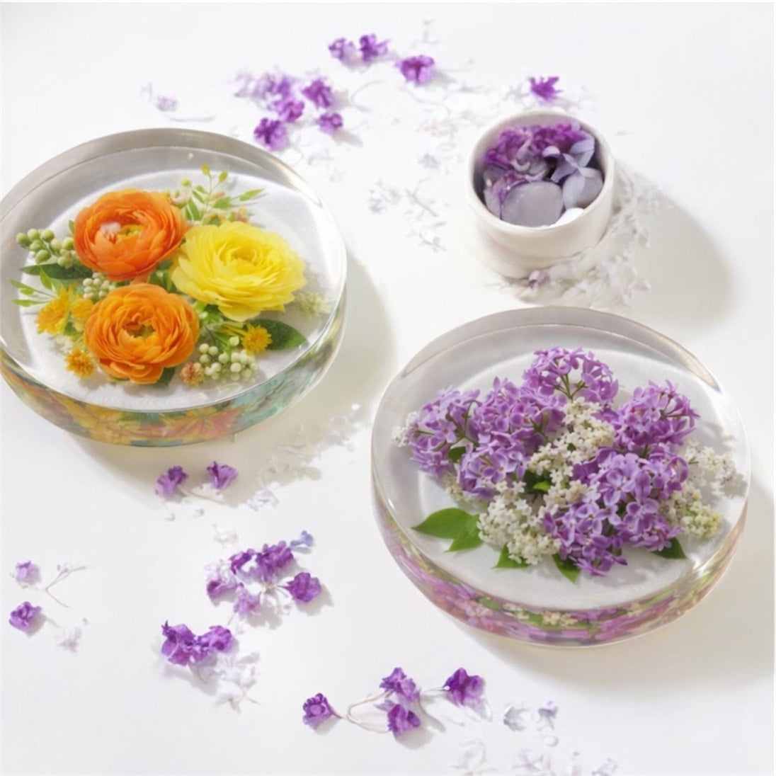 Preserved Flower Resin Coaster | Handmade Floral Keepsake (3.8” × 0.8”)