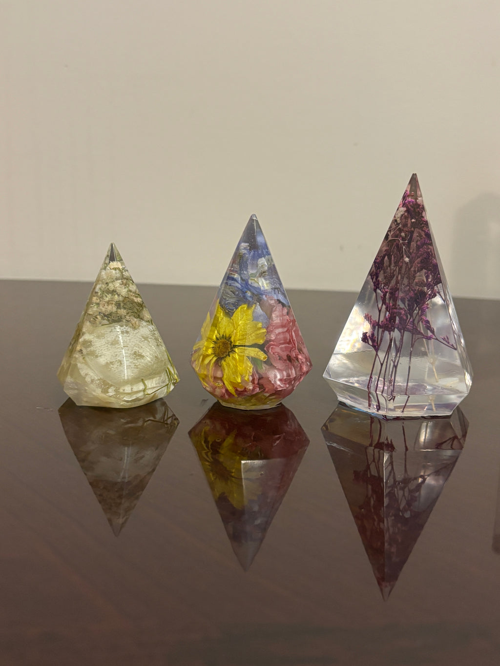 Floral Resin Ring Holder - Hexagon Ring Cone for Wedding & Engagement Rings - Custom Dried Flower Preservation Keepsake