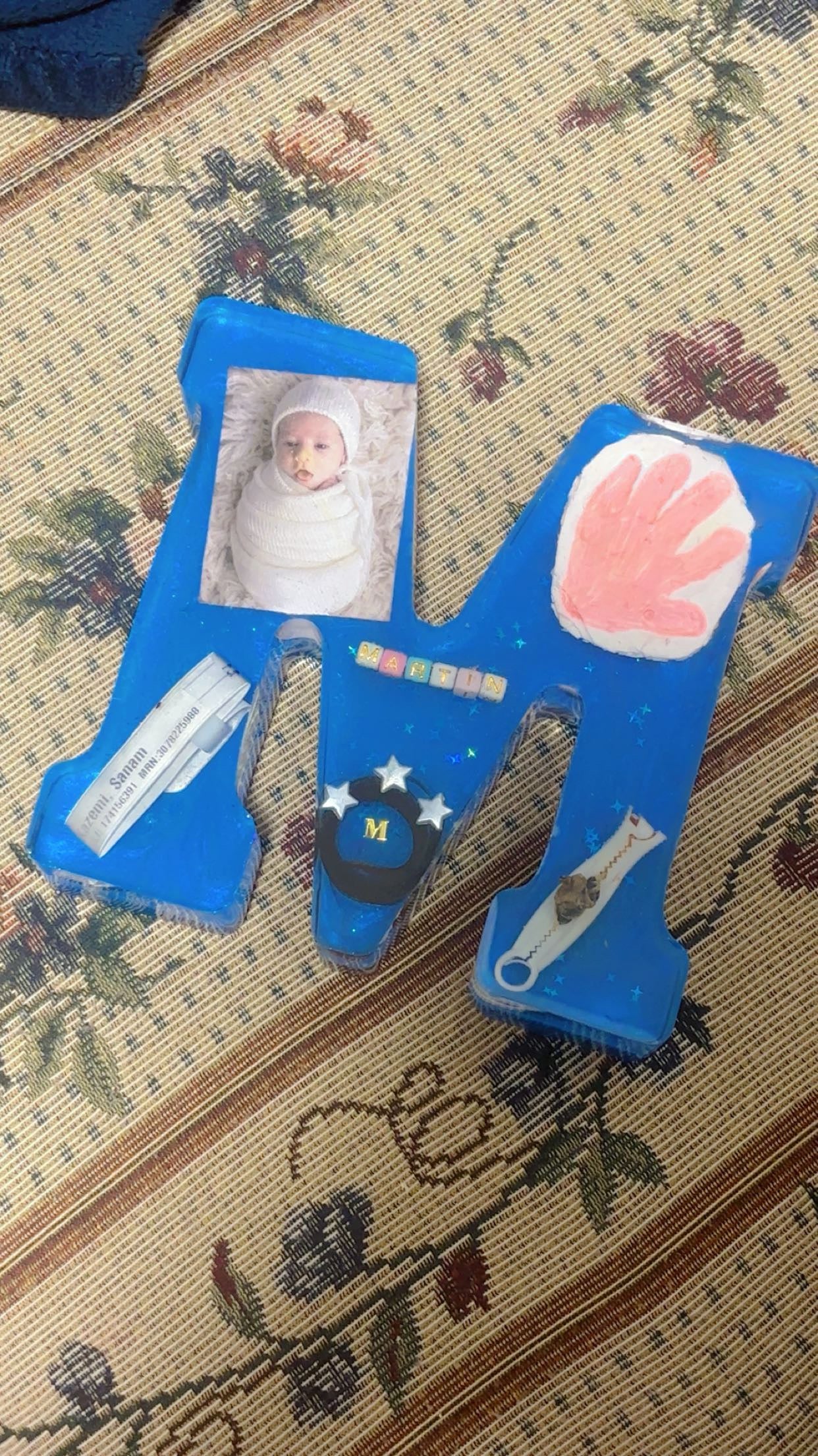 Personalized Resin Baby Name Letter with Birth Details – New Mom Keepsake