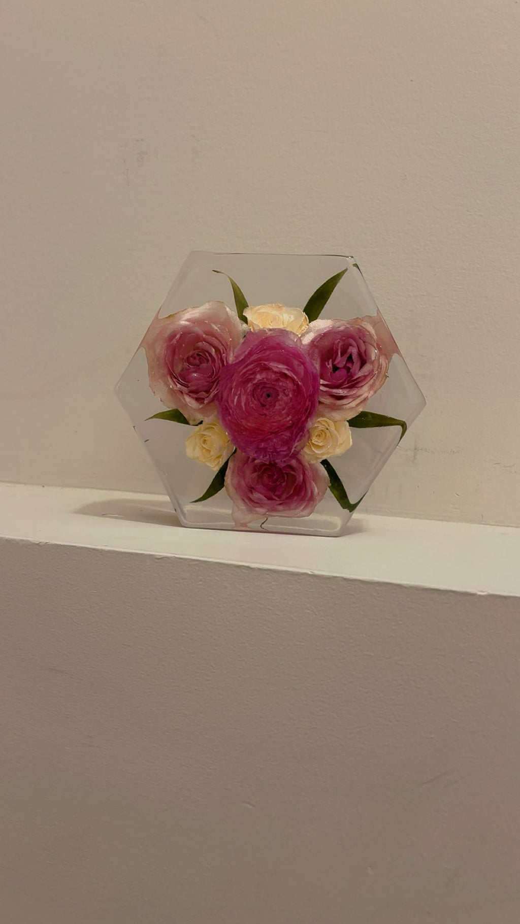 Hexagon Resin Flower Preservation Keepsake | Custom Bridal Bouquet & Wedding Flowers preservation