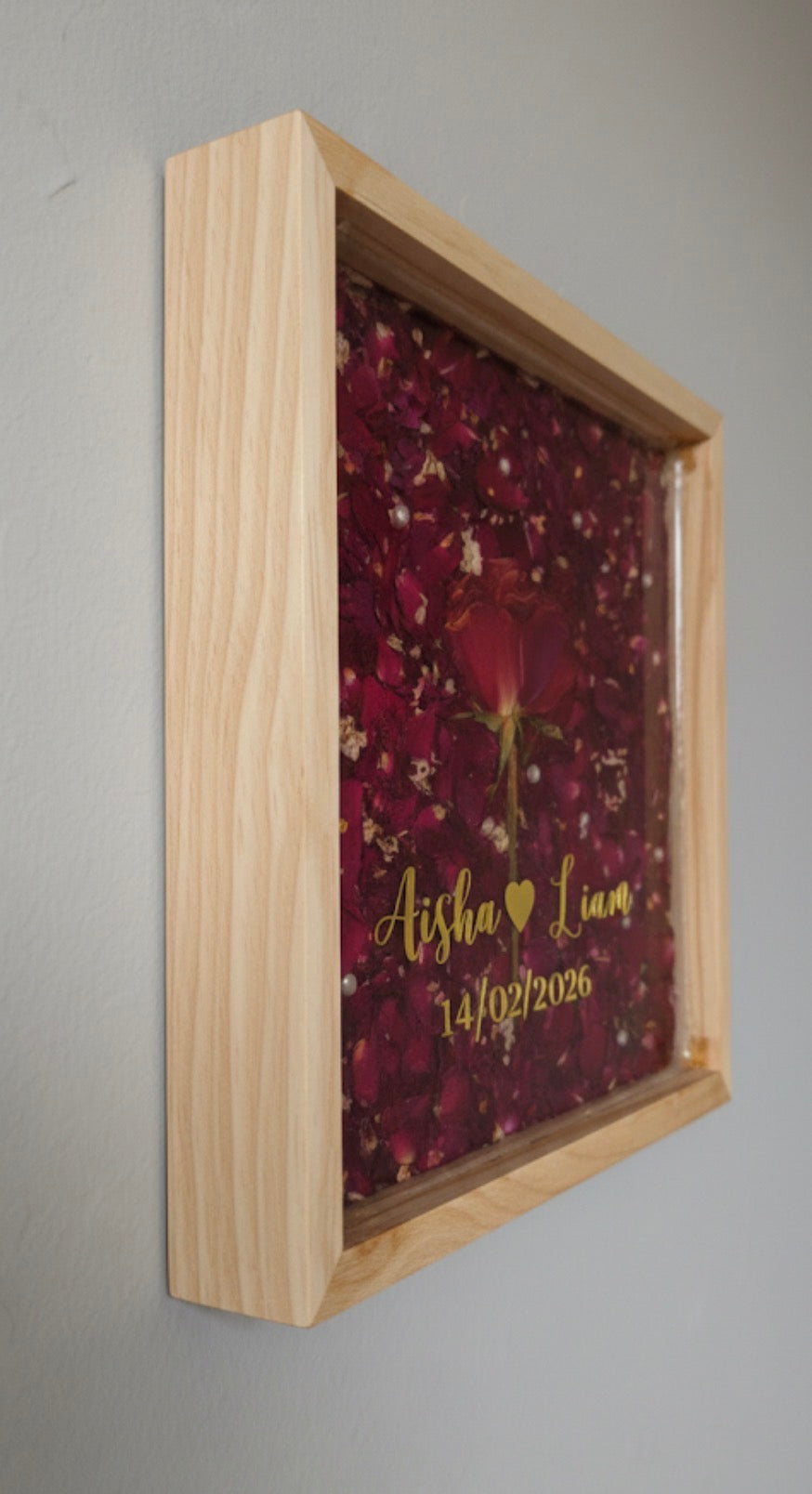 Custom Resin Flower Preservation Frame with Name & Date