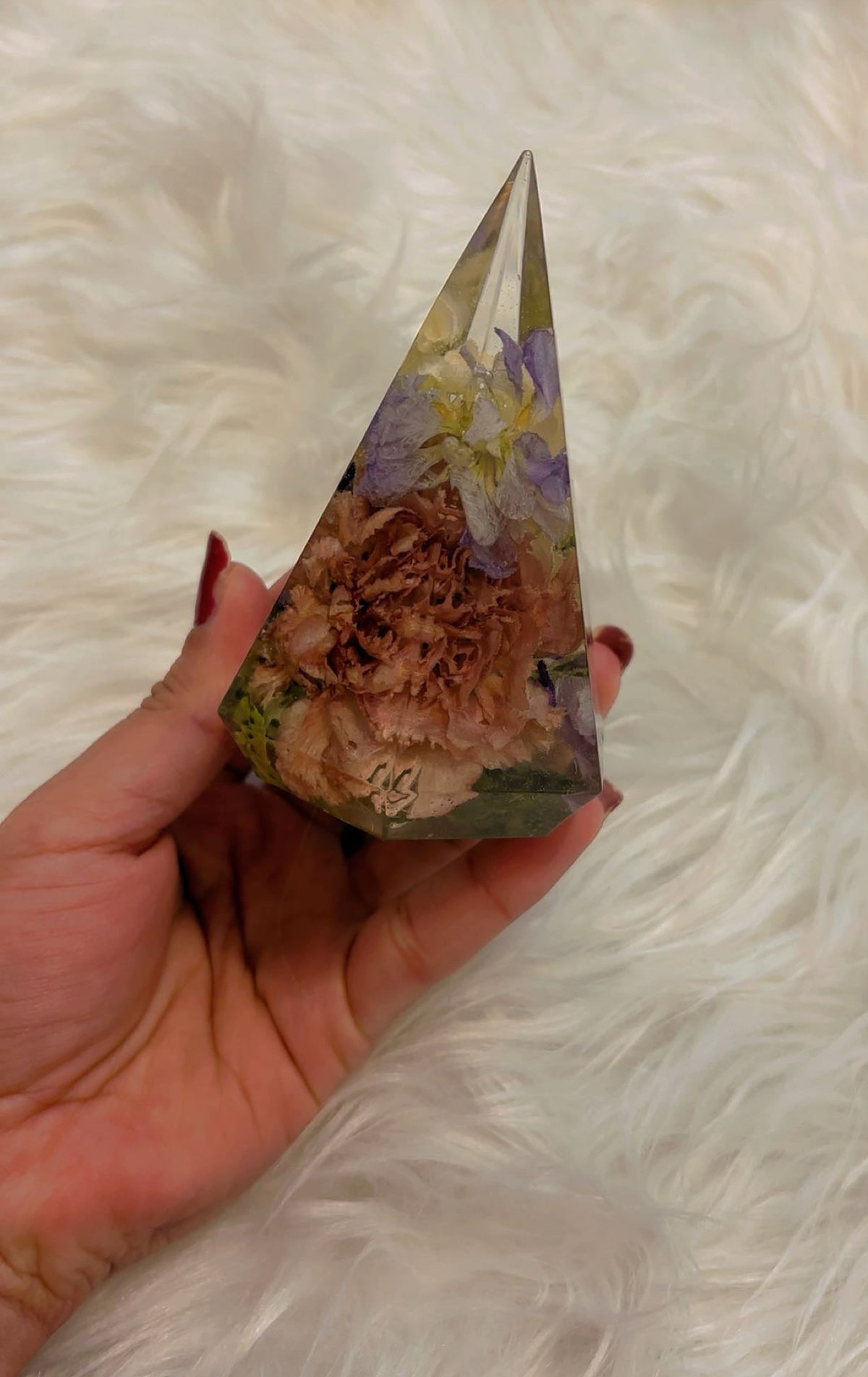 Floral Resin Ring Holder - Hexagon Ring Cone for Wedding & Engagement Rings - Custom Dried Flower Preservation Keepsake
