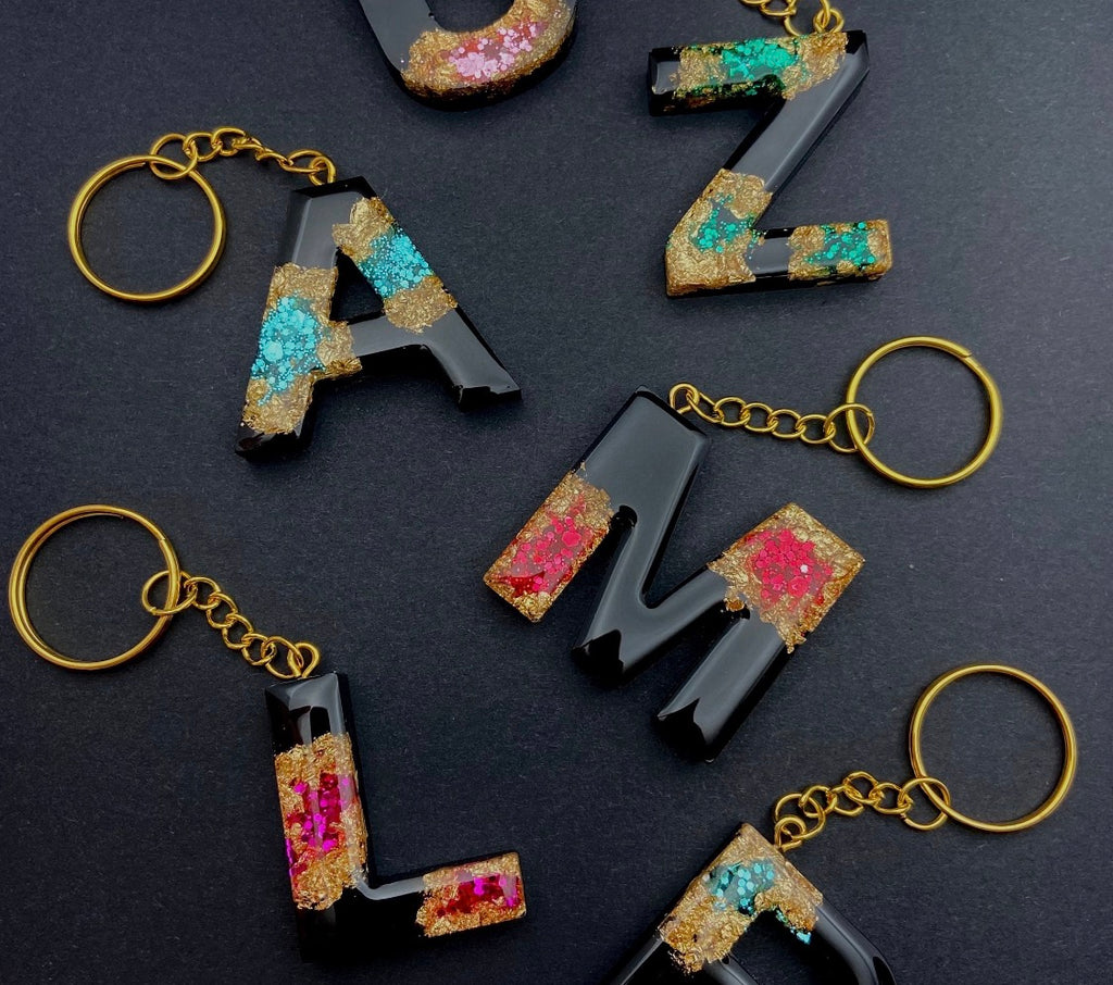 Custom Resin Letter Keychain | Personalized A–Z Initial Keychain | Custom Color & Design