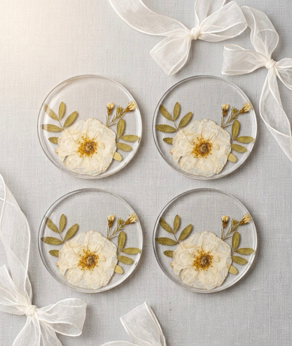 Flower preservation in resin coasters | Handmade floral keepsake