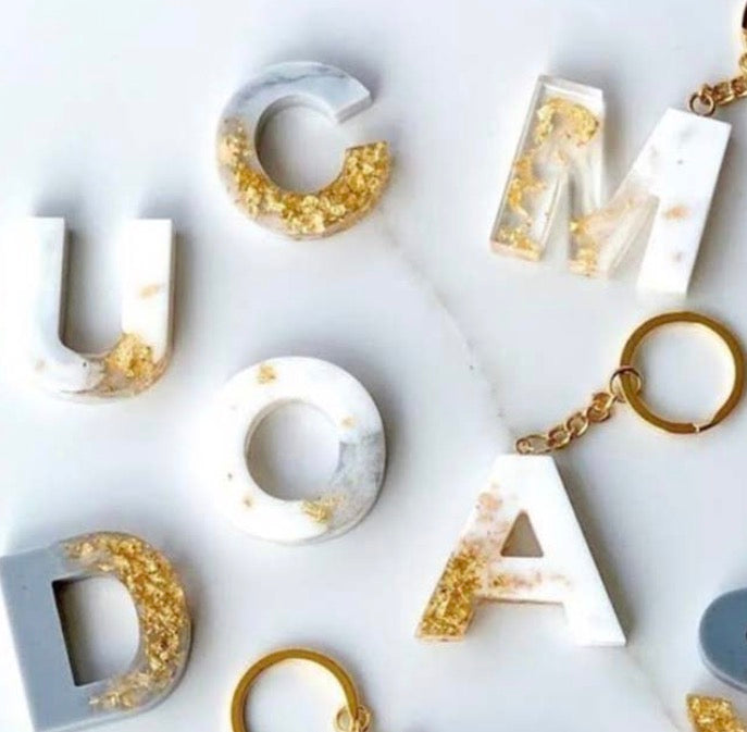 Custom Resin Letter Keychain | Personalized A–Z Initial Keychain | Custom Color & Design