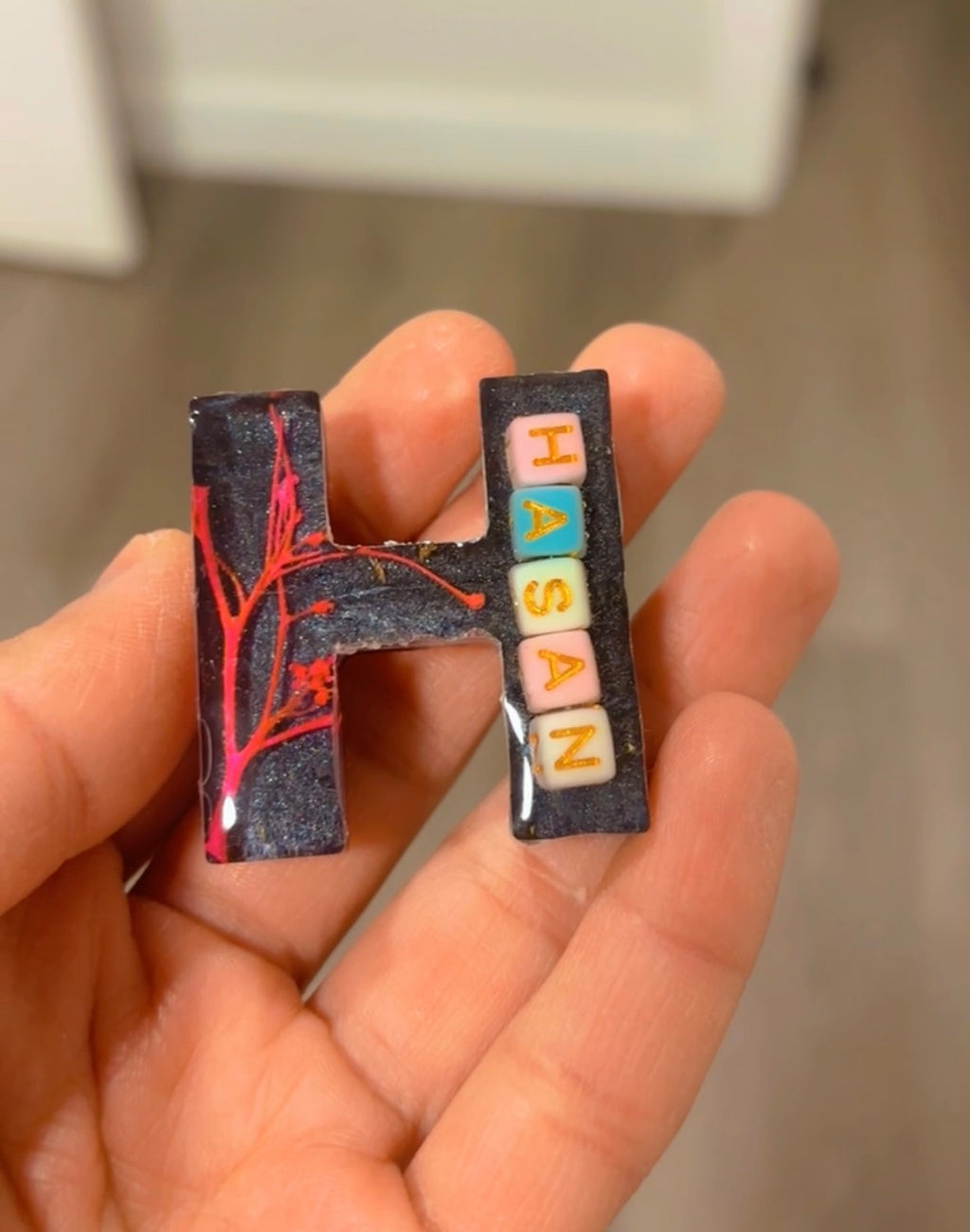 Custom Resin Letter Keychain | Personalized A–Z Initial Keychain | Custom Color & Design