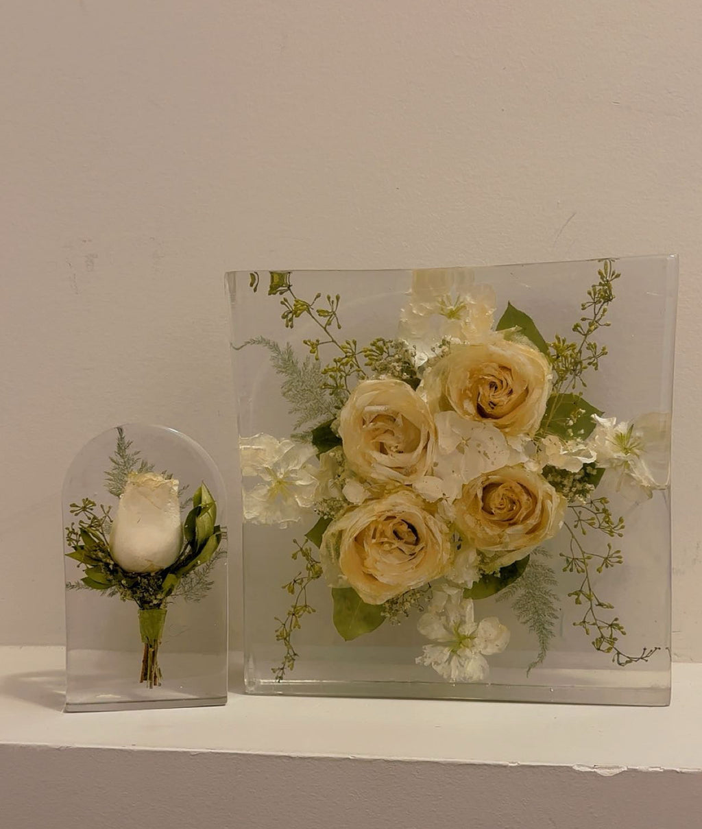 Custom Wedding Boutonniere Preservation in resin| Groom's Floral Keepsake