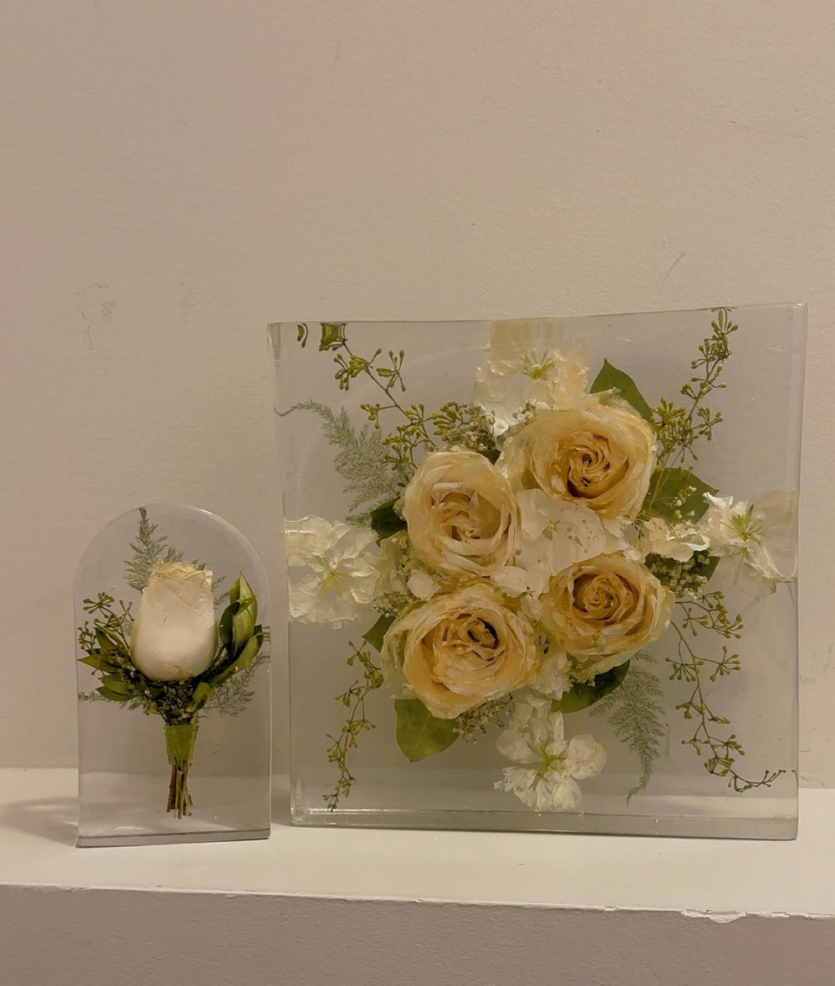 Custom Wedding Boutonniere Preservation in resin| Groom's Floral Keepsake