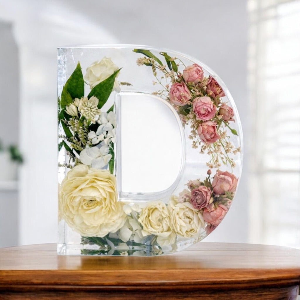 Custom Resin Letter Flower Preservation | Wedding Bouquet & Memory Keepsake