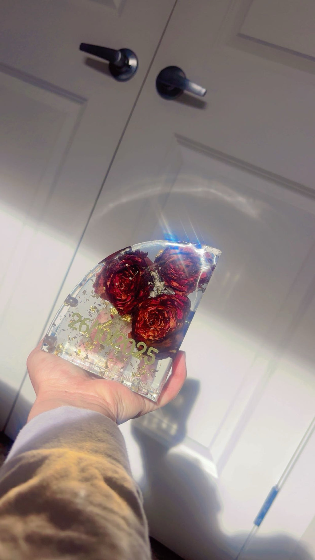 Handmade Floral Resin Bookends with Preserved Flowers – Clear Decorative Book Ends