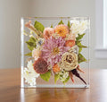 Custom Flower Preservation Resin Block – Real Preserved Flowers in Crystal Clear Keepsake for Wedding, Anniversary, Memorial