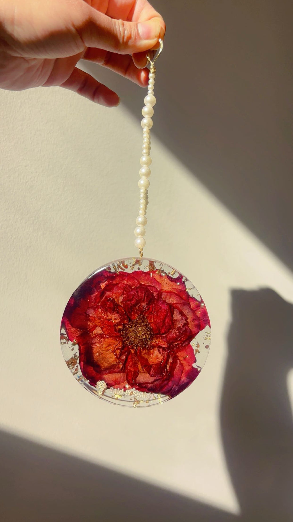 resin flower car hanging charm made from wedding bouquet